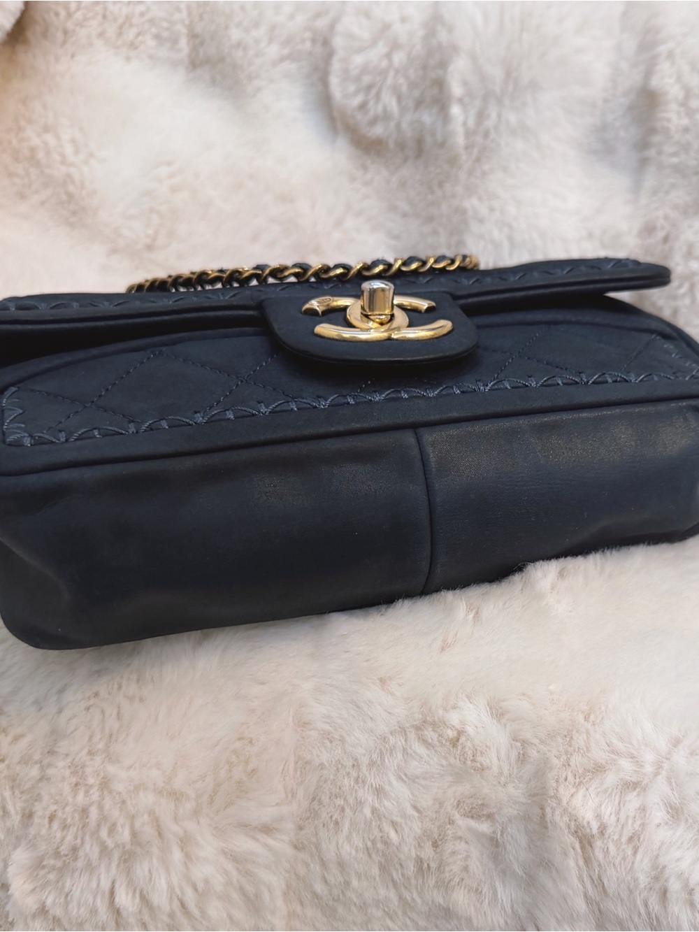 Chanel Navy Blue Quilted Whipstitch Single Flap Bag - Picture 6 of 13